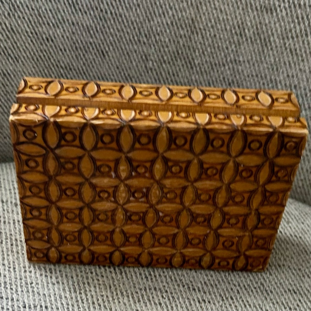 Vintage wood micro mosaic trinket box retro decor boho real wood geometric - Picture 3 of 6